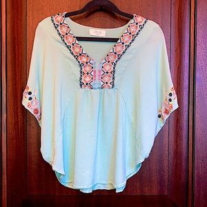 Peach Love California top teal boho chic
